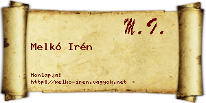 Melkó Irén névjegykártya